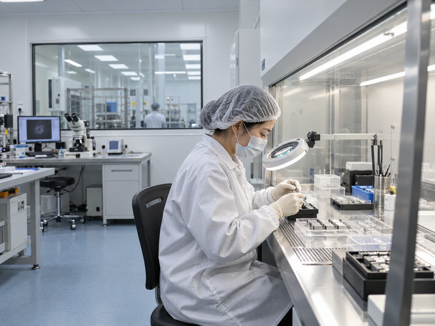 A clean handling workbench for small laboratory components and precision assembly