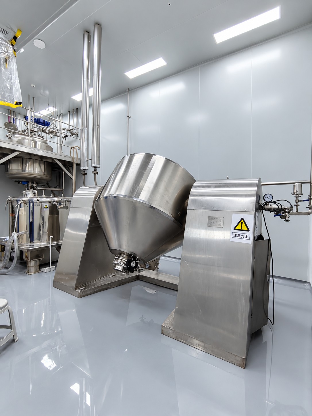 Blending equipment and cleanable room surfaces in a Jiangsu pharmaceutical-excipient workshop