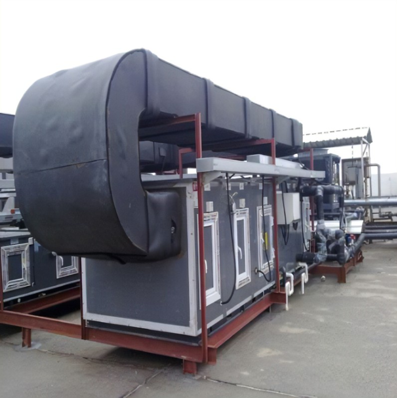 Air handling unit with ducts and service access doors