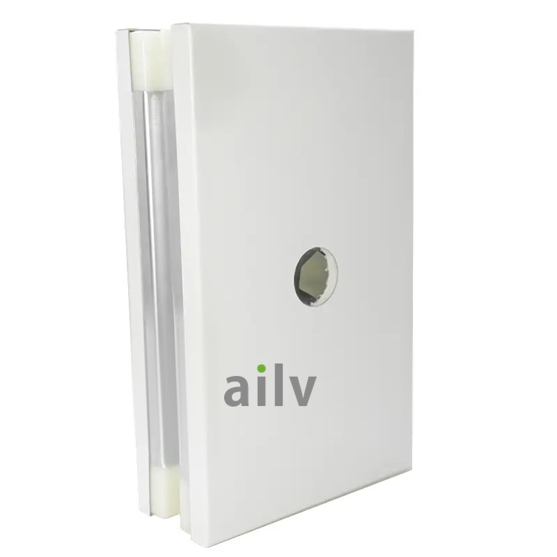 AILV double gypsum and aluminum honeycomb panel sample shown upright