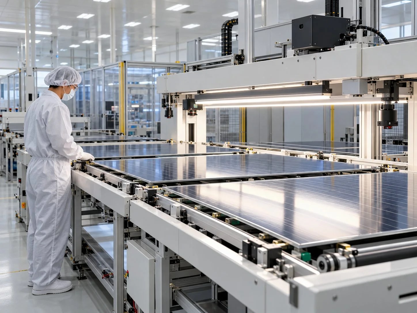 Photovoltaic manufacturing equipment with substrate handling and inspection access