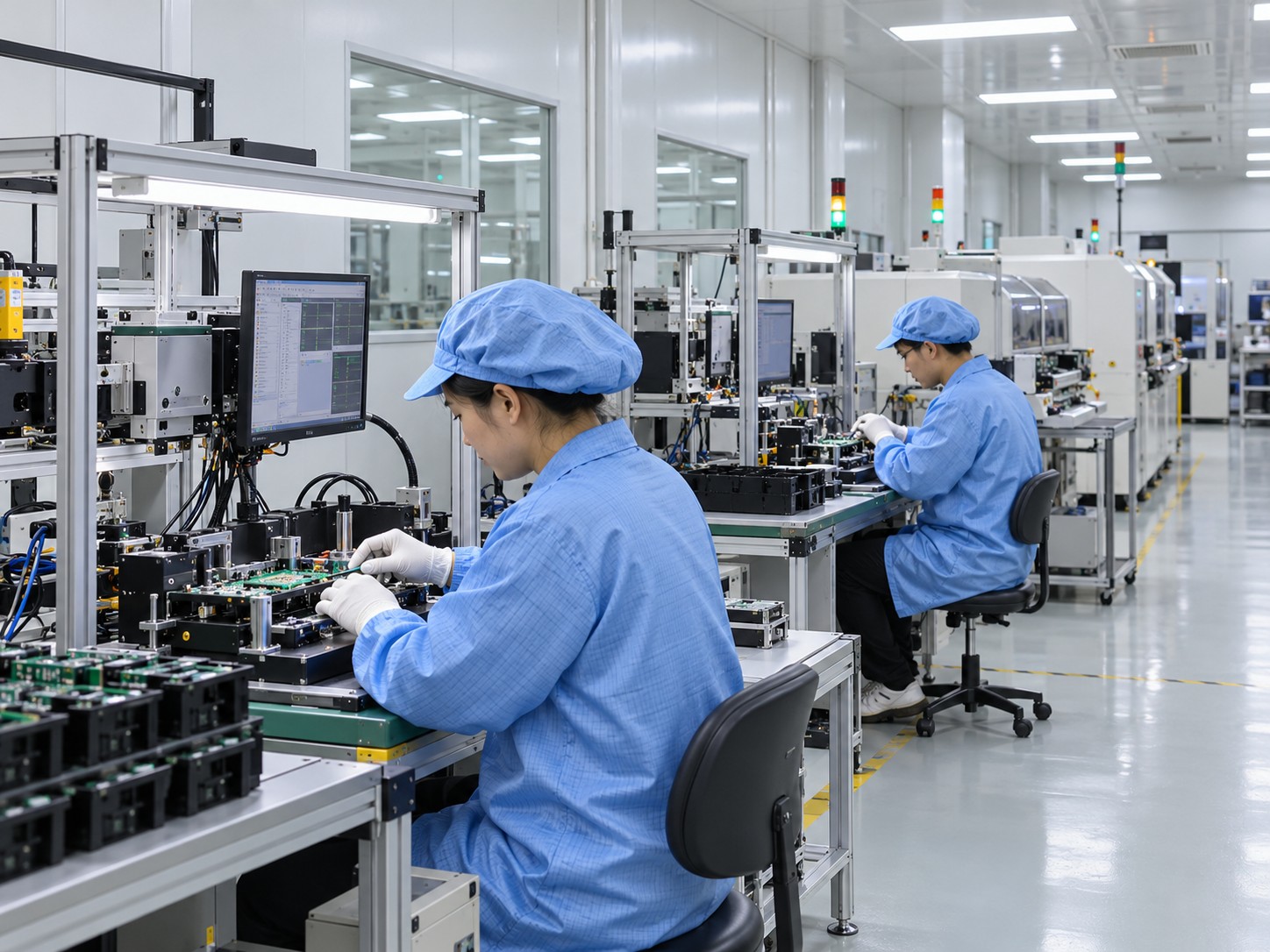 Automotive electronic module assembly and testing stations
